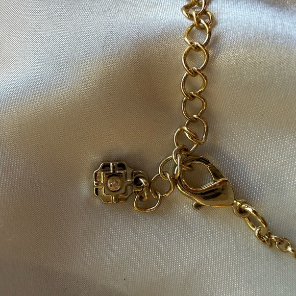 Gold toned Monet necklace 17 inches with topaz gems - Picture 6 of 8